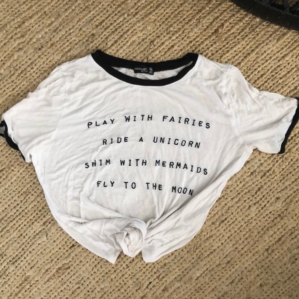 Black and white crop tee